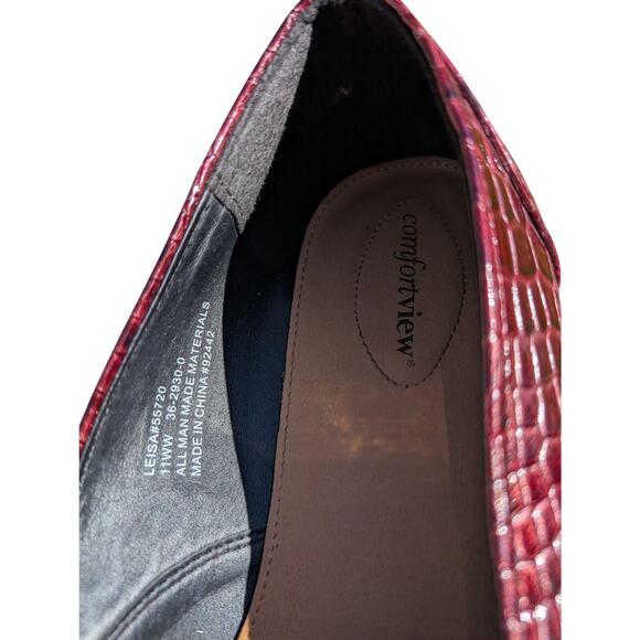 Comfort View Leisa Slip On Flat Dark Berry 11 WW Shoes - Picture 7 of 10